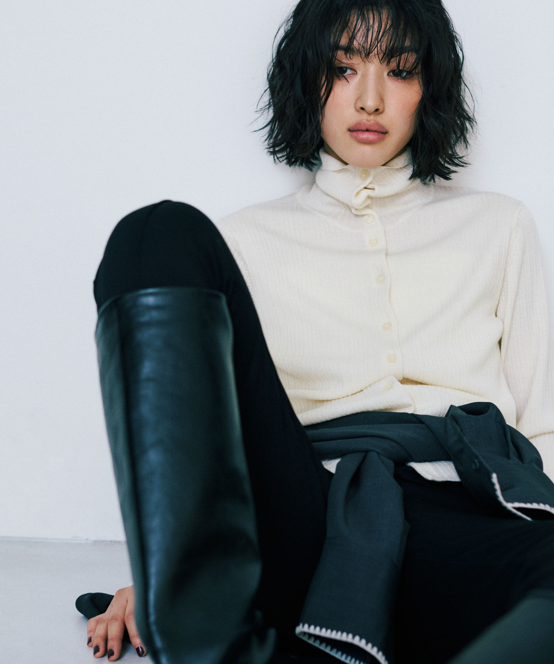 nano･universe「毛玉レスニット3wayリブタートルトップス」|ニット・セーター|オフホワイト1