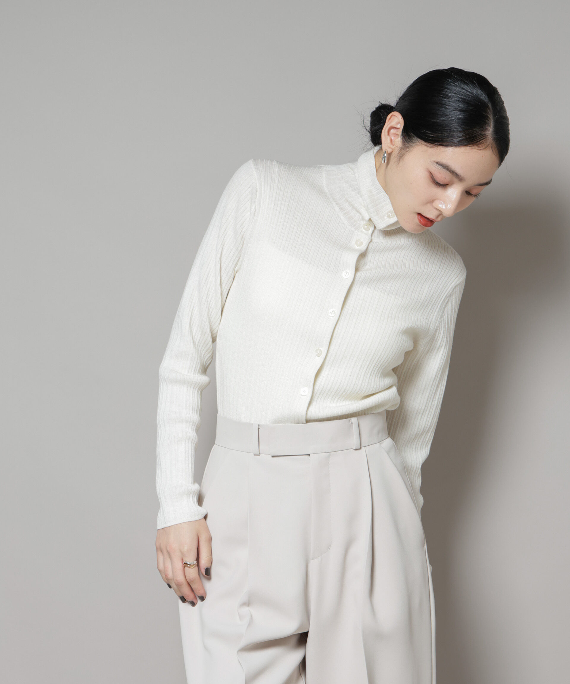 nano･universe「毛玉レスニット3wayリブタートルトップス」|ニット・セーター|