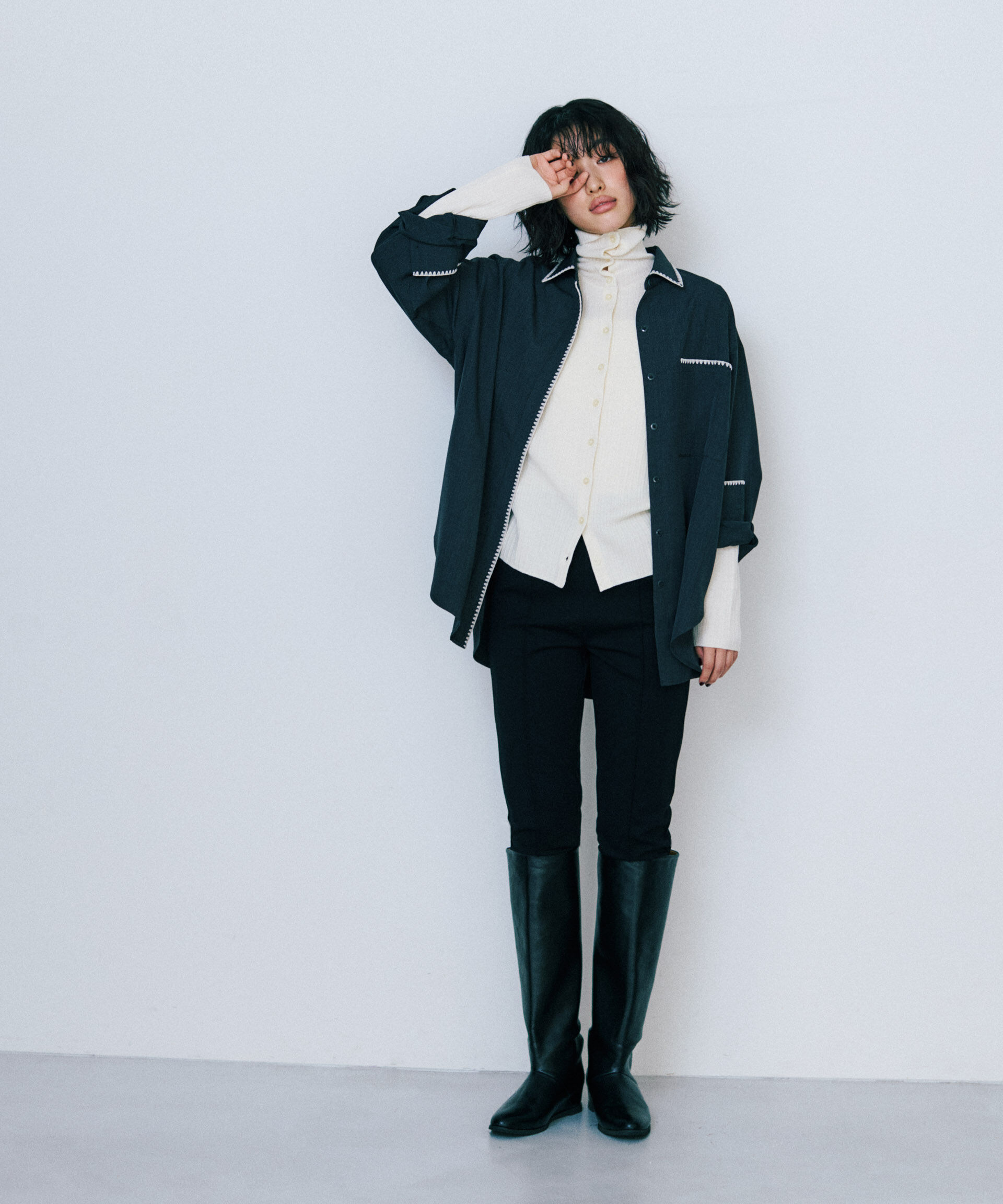 nano･universe「毛玉レスニット3wayリブタートルトップス」|ニット・セーター|