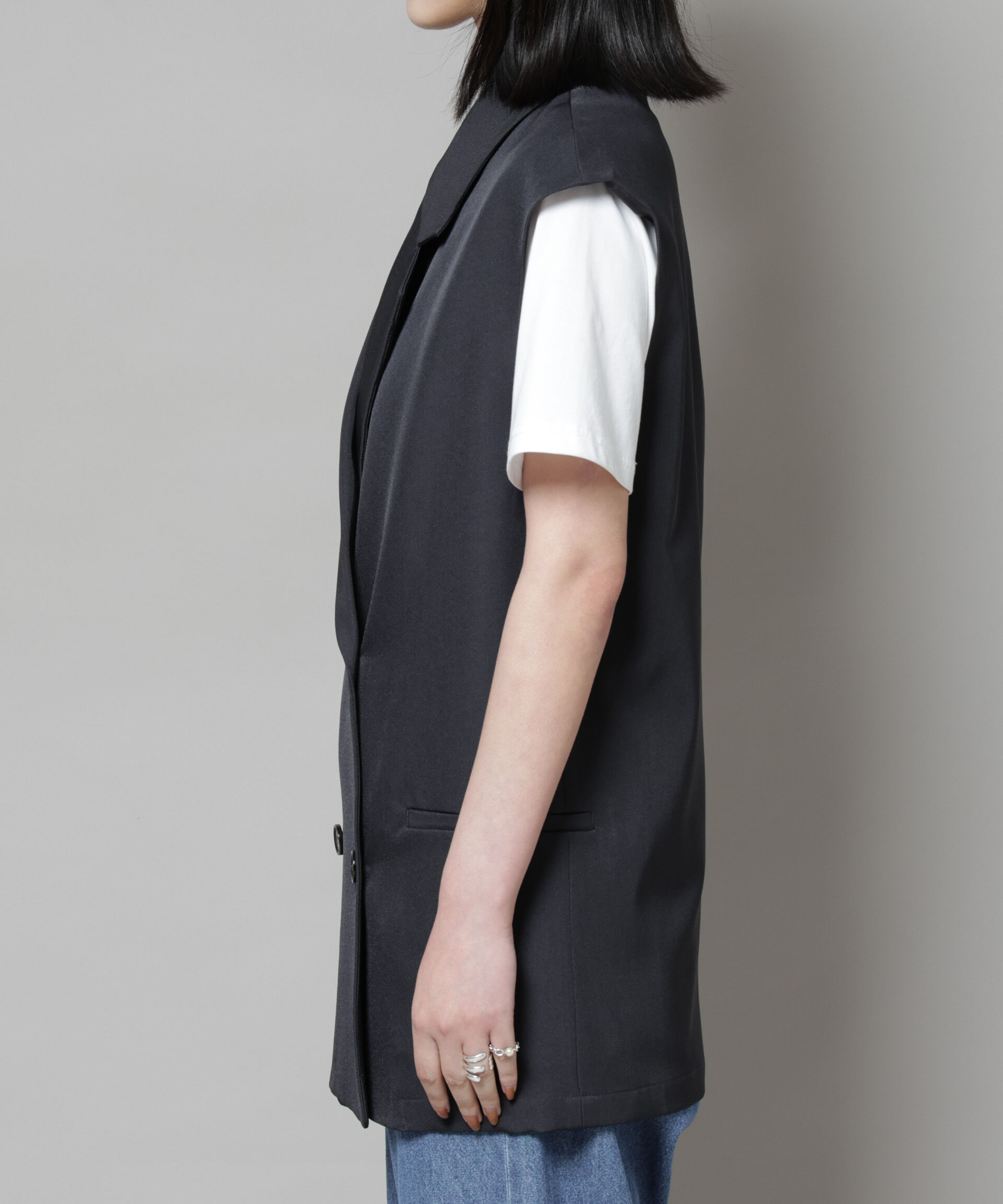 nano･universe「テーラードＷボタンミドルジレ(セットアップ可)」|テーラードジャケット|