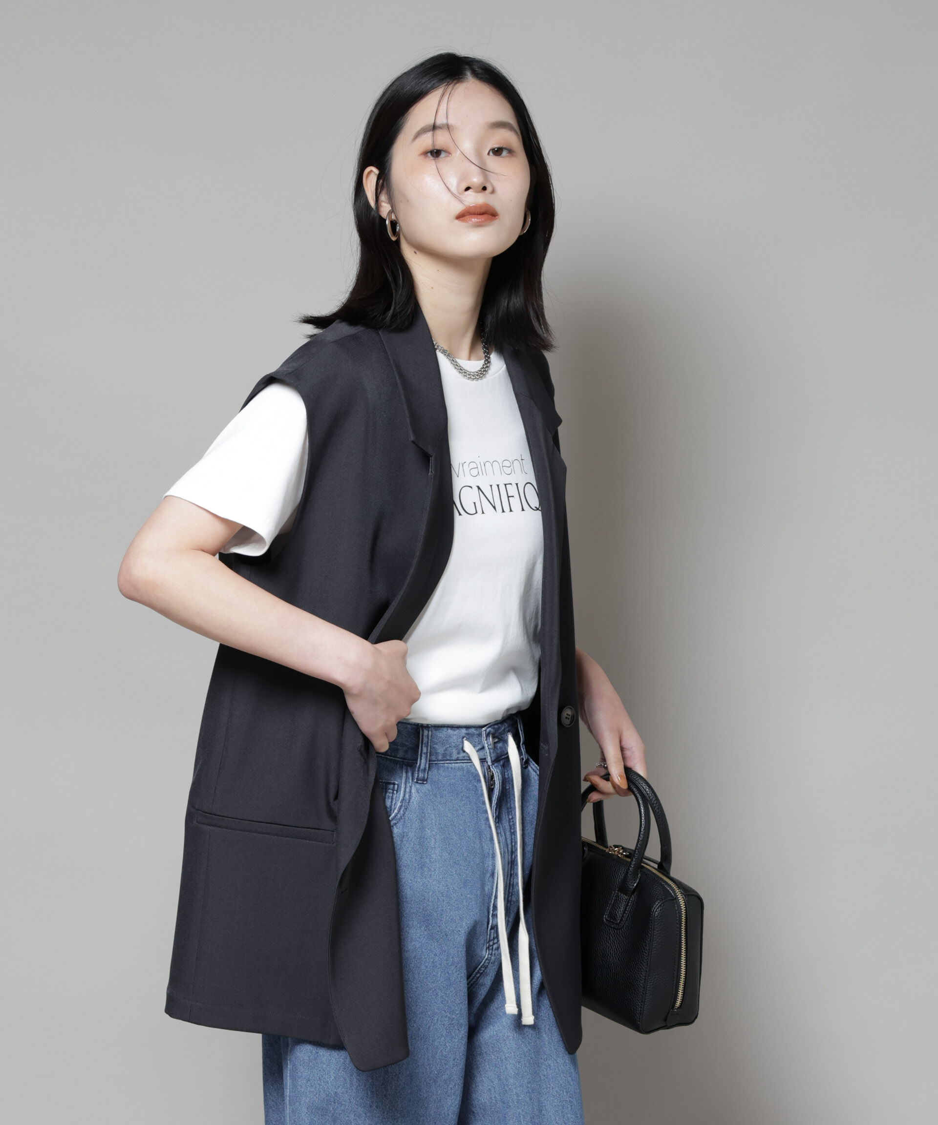 nano･universe「テーラードＷボタンミドルジレ(セットアップ可)」|テーラードジャケット|