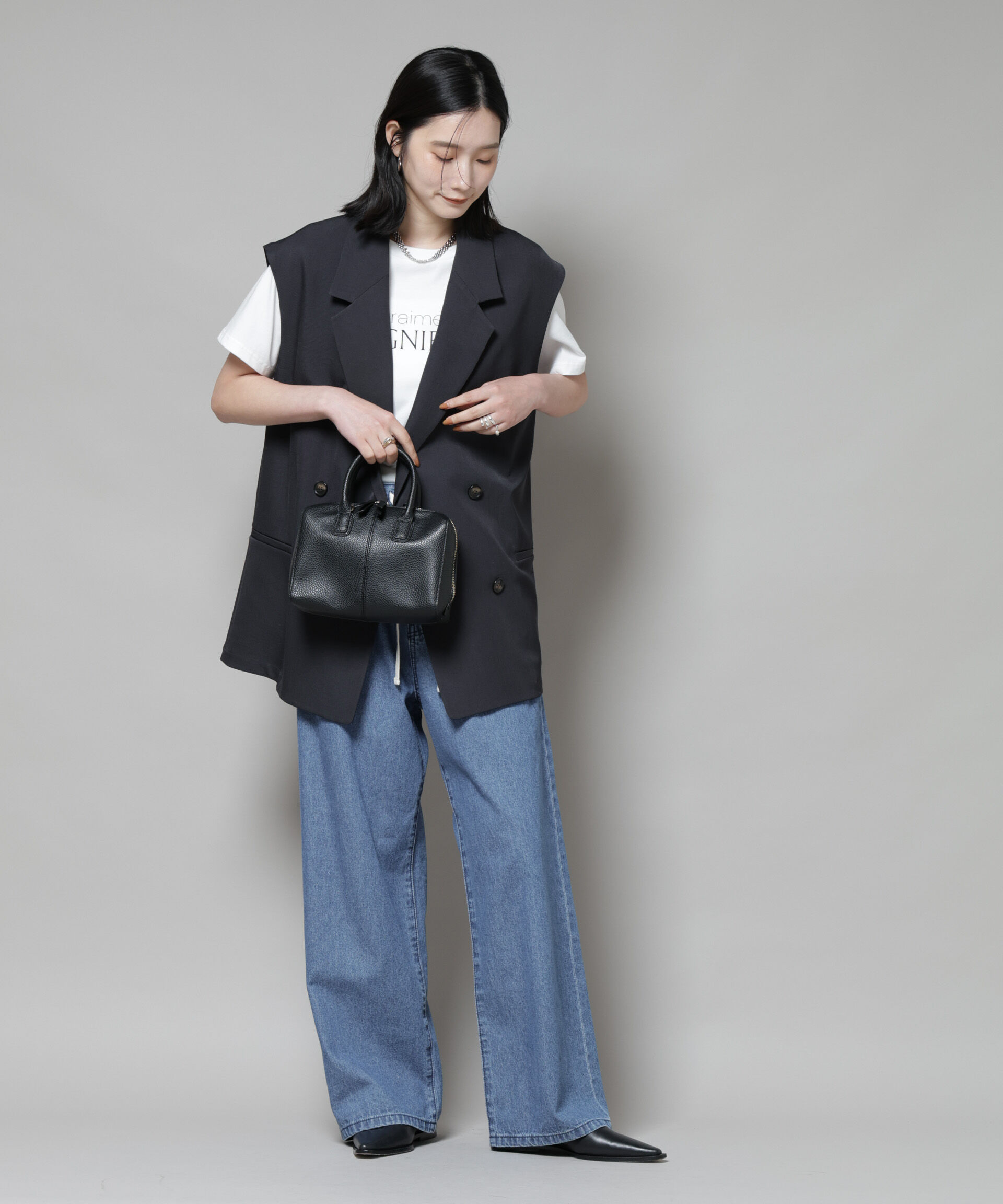 nano･universe「テーラードＷボタンミドルジレ(セットアップ可)」|テーラードジャケット|