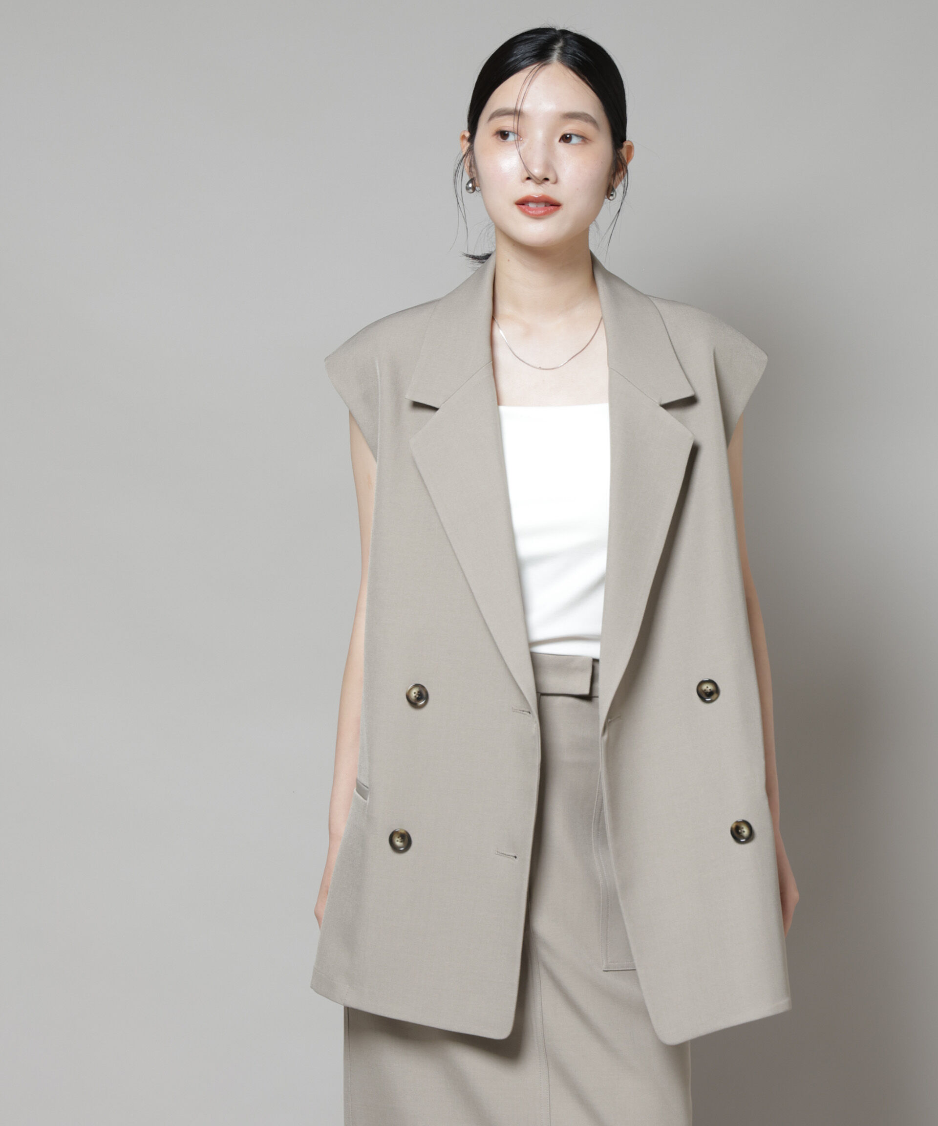 nano･universe「テーラードＷボタンミドルジレ(セットアップ可)」|テーラードジャケット|