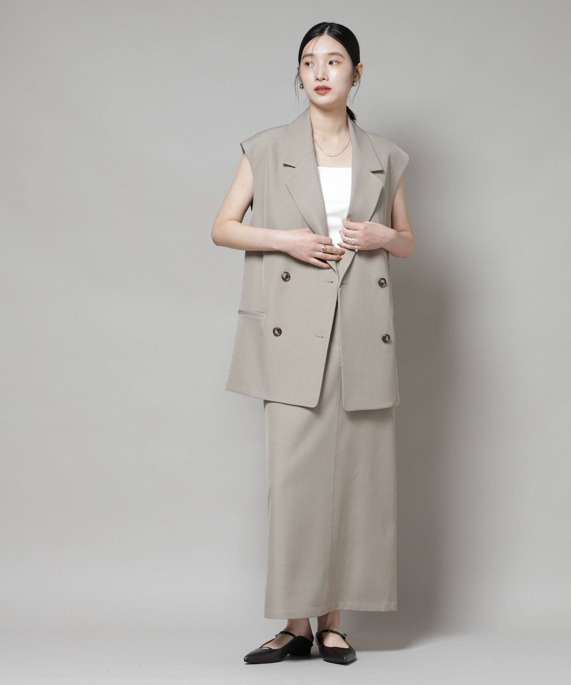 nano･universe「テーラードＷボタンミドルジレ(セットアップ可)」|テーラードジャケット|