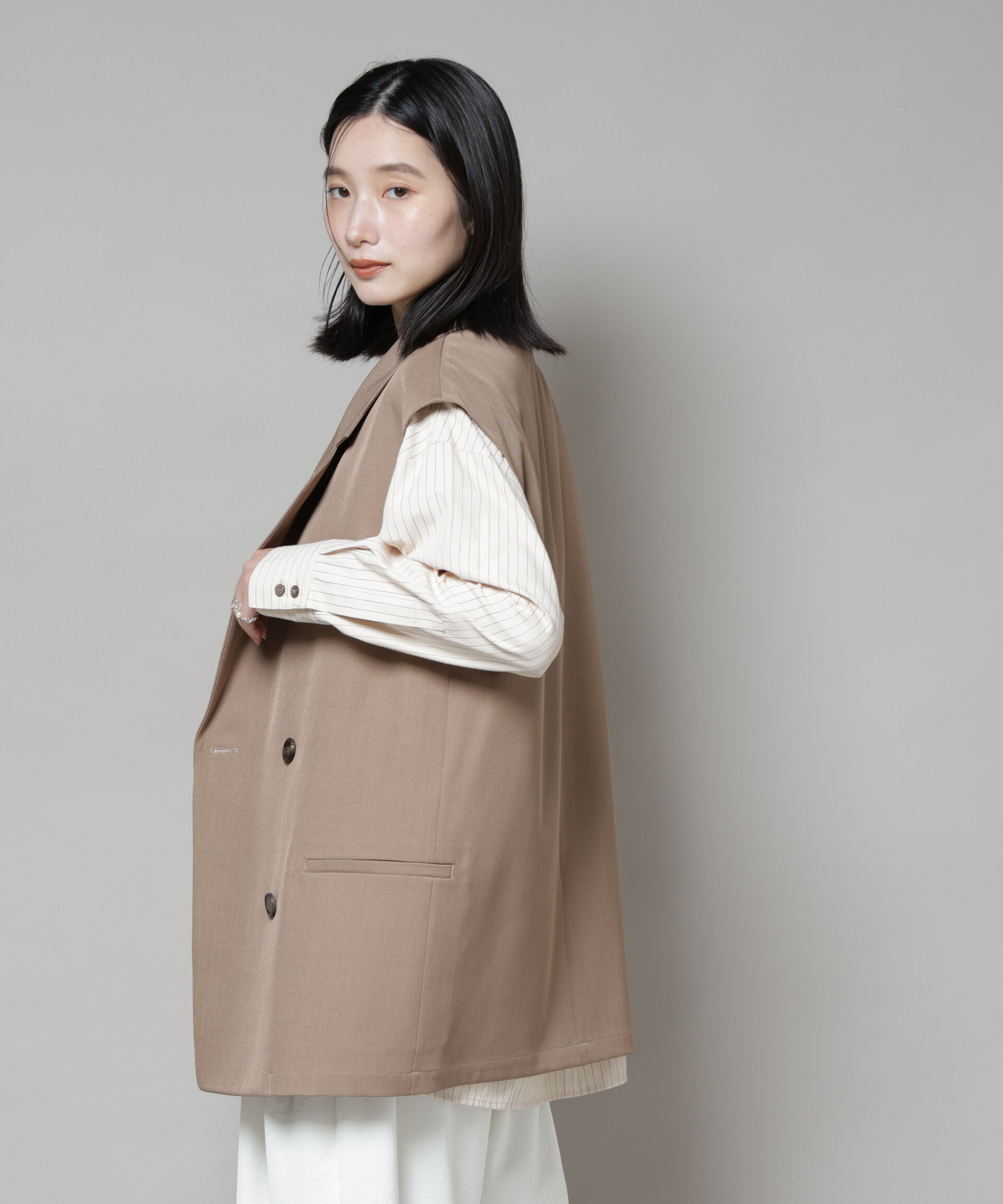 nano･universe「テーラードＷボタンミドルジレ(セットアップ可)」|テーラードジャケット|