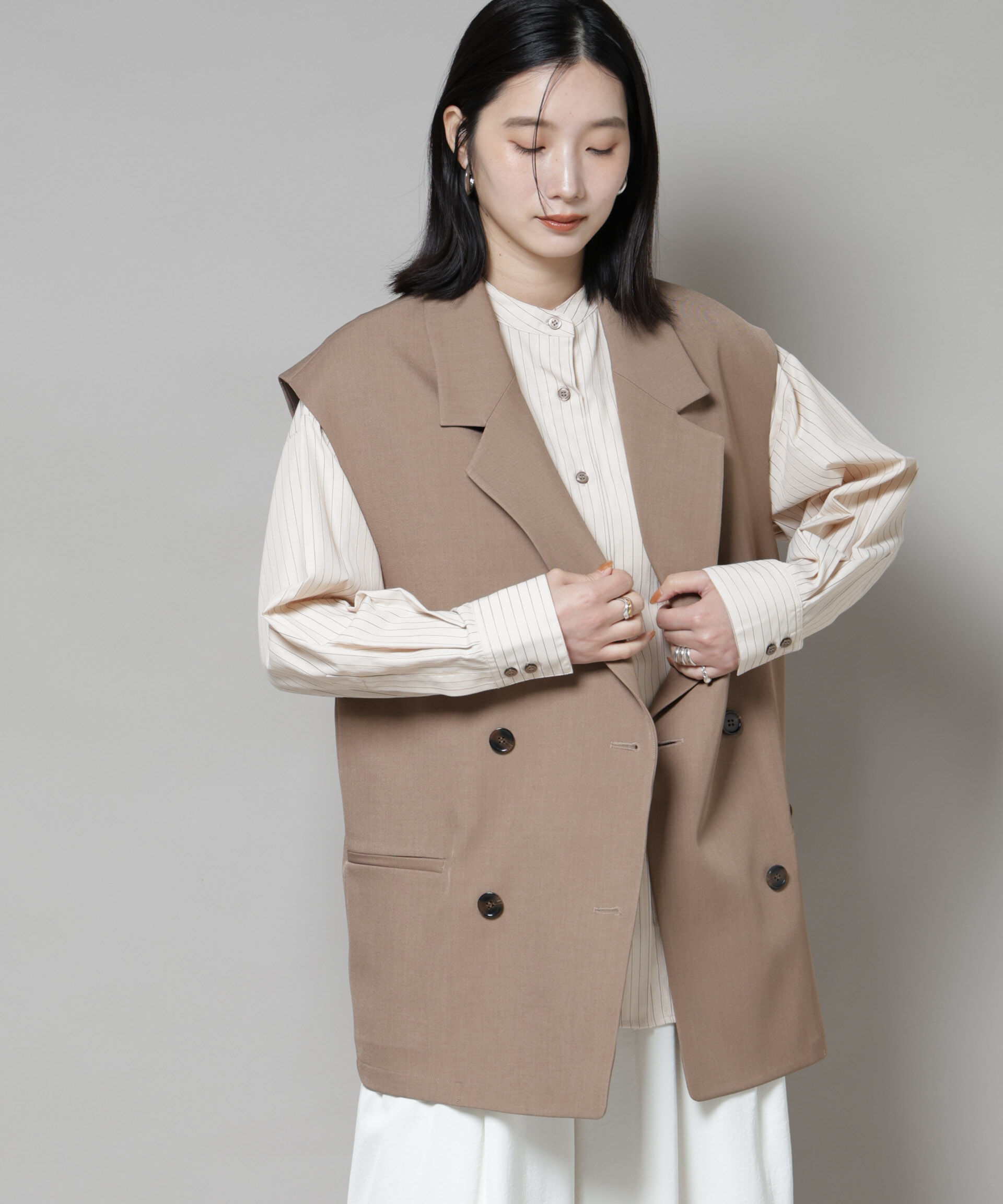 nano･universe「テーラードＷボタンミドルジレ(セットアップ可)」|テーラードジャケット|