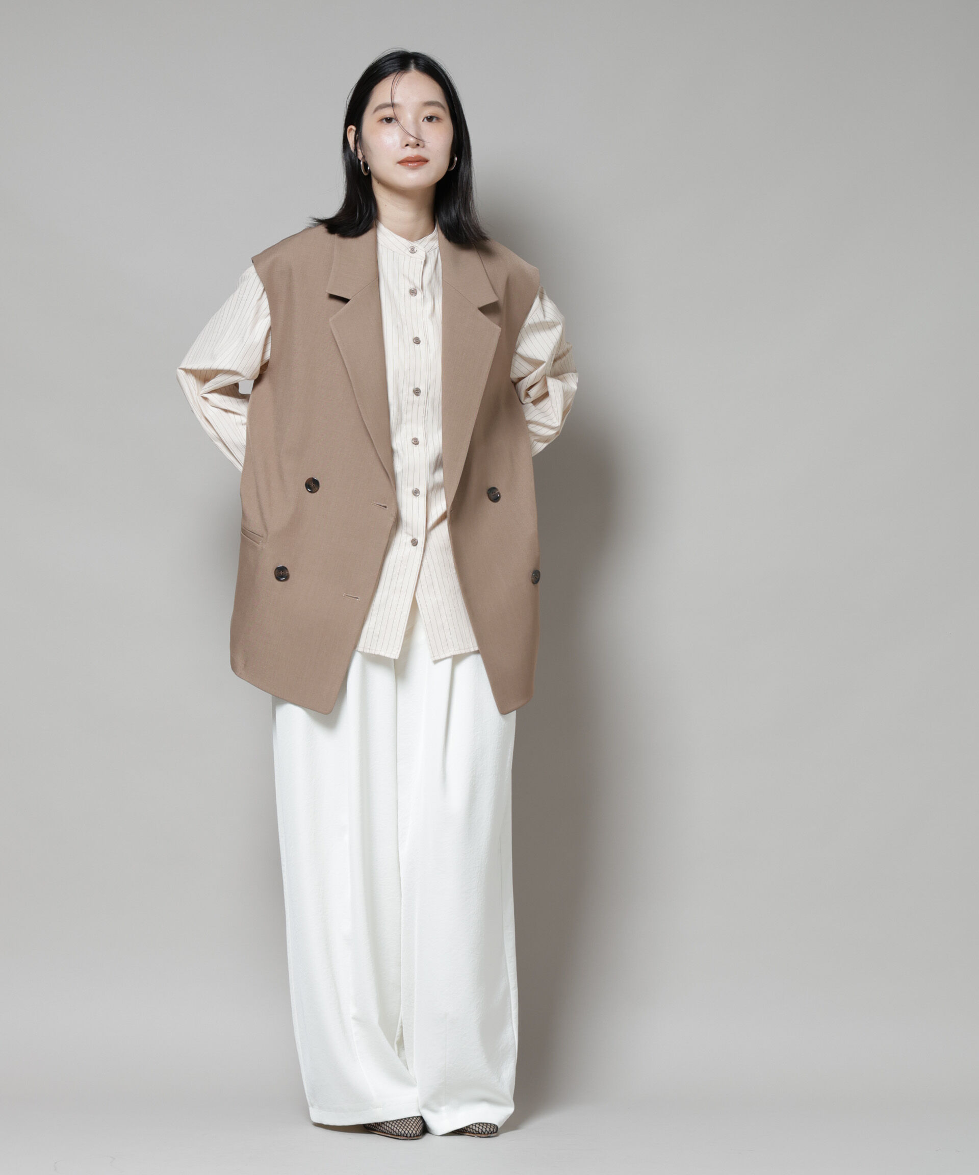 nano･universe「テーラードＷボタンミドルジレ(セットアップ可)」|テーラードジャケット|