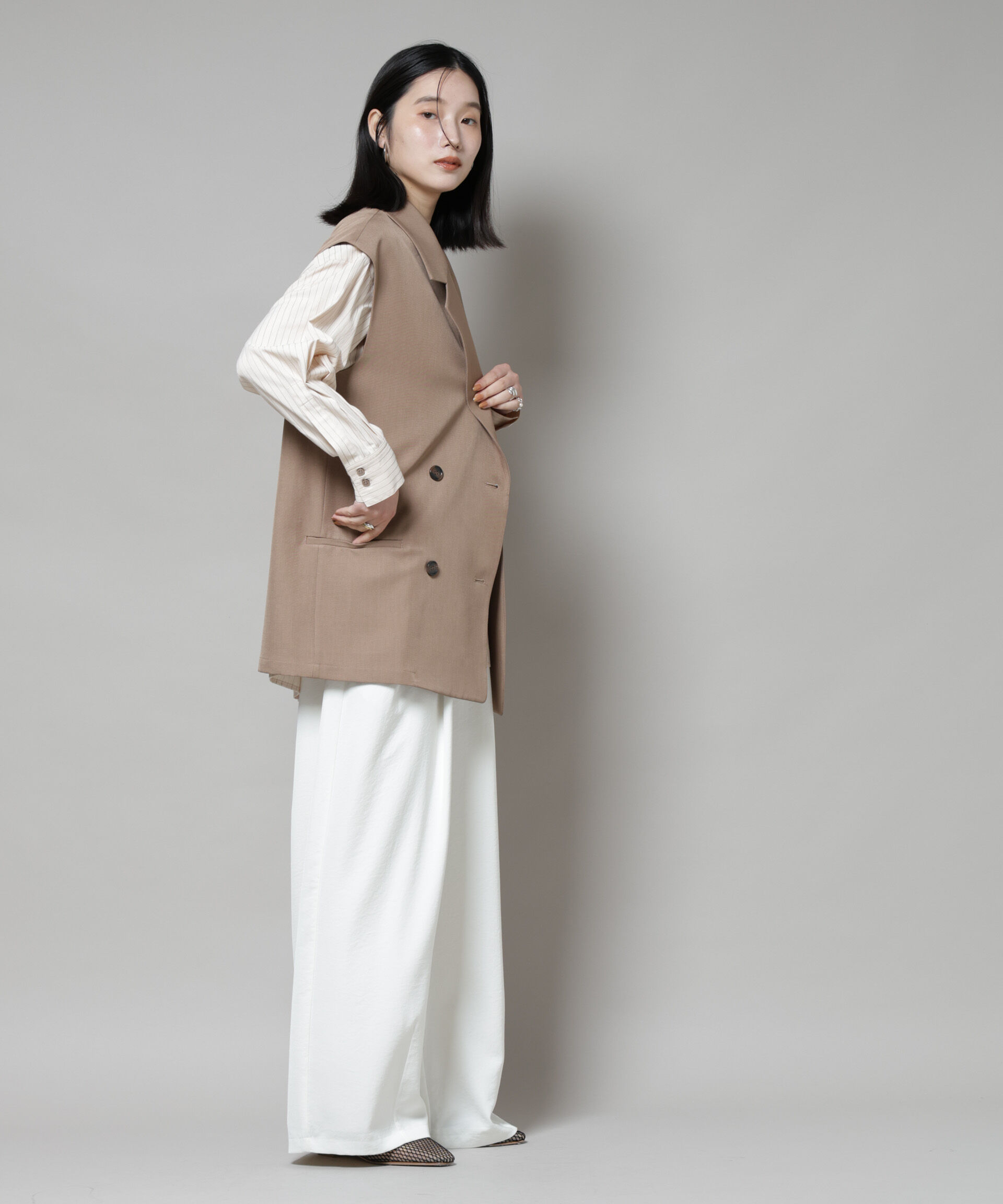 nano･universe「テーラードＷボタンミドルジレ(セットアップ可)」|テーラードジャケット|