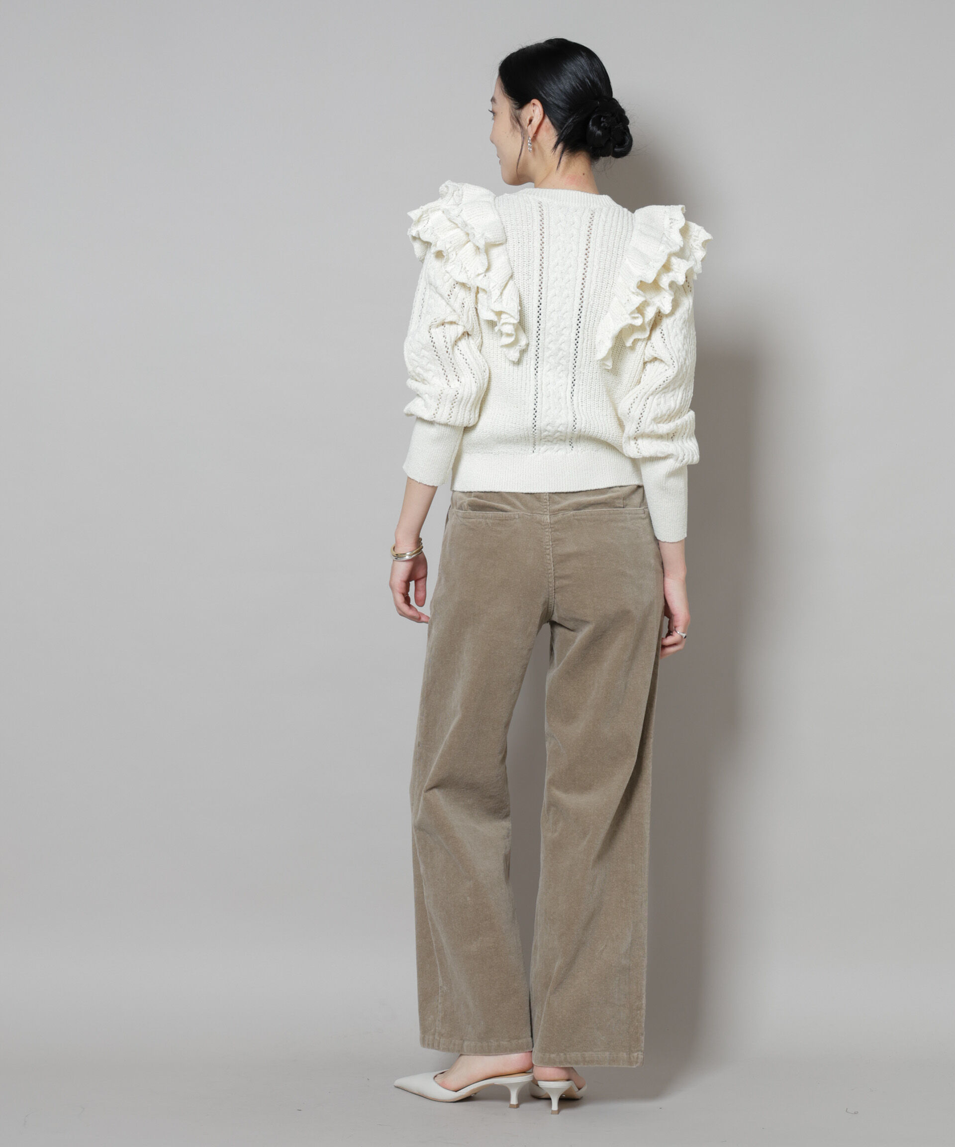 nano･universe「フリルケーブルニットプルオーバー」|ニット・セーター|