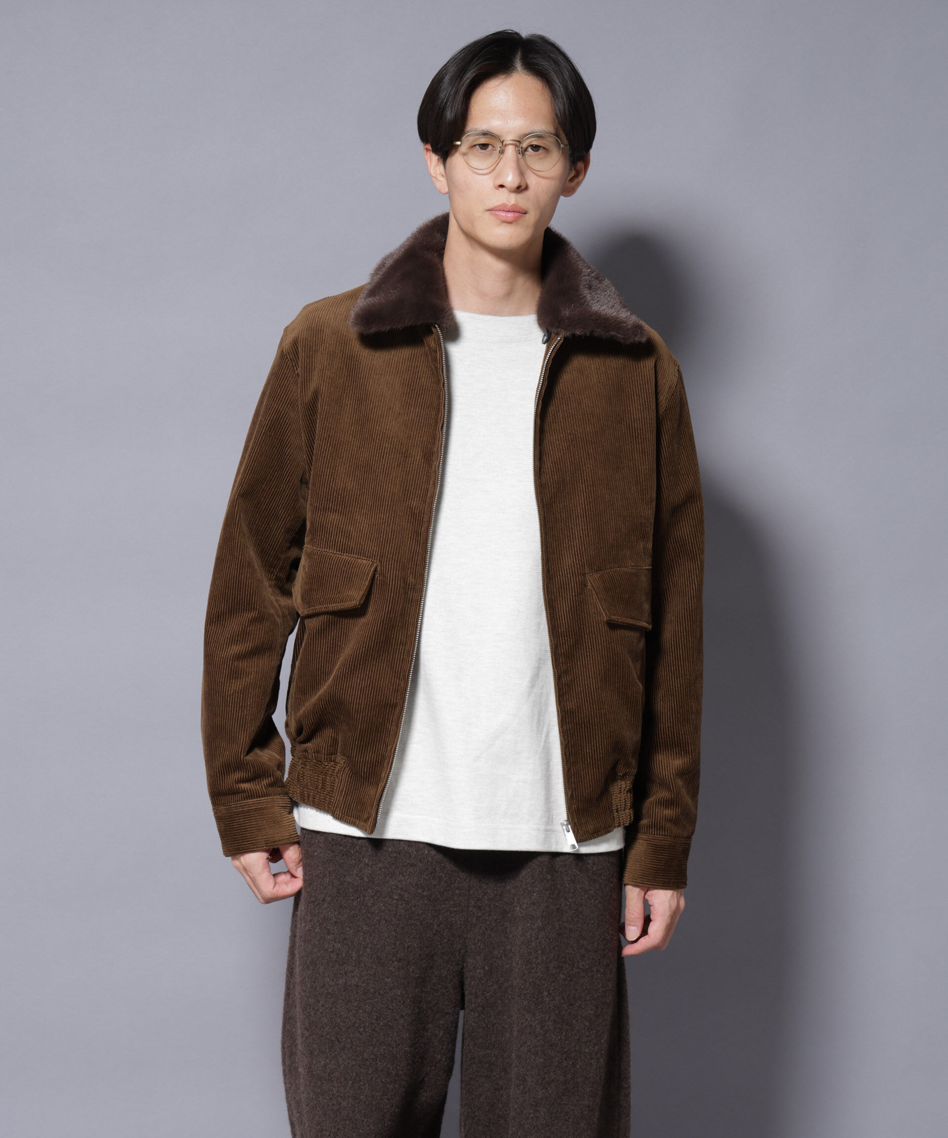 nano･universe「アタッチドカラー コットンコーデュロイブルゾン」|ブルゾン・スタジャン|