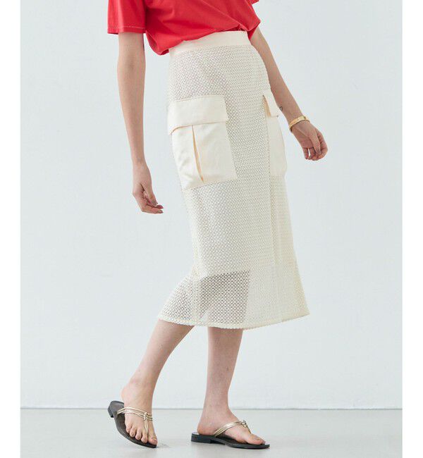 BEIGE,「NIGELLA / 異素材MIXコットンレースビックポケットスカート」|スカート|Meringue