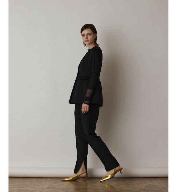  「ダンボールニットジレジャケット」|ノーカラージャケット|