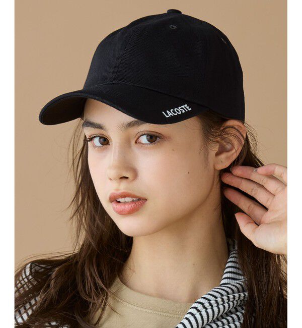 LACOSTE「ブリムプリント6パネルキャップ」|キャップ・キャスケット|ブラック