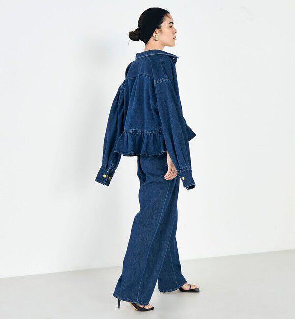 Rie Miller「【RM denim】裾フリルショート丈Gジャン」|ブルゾン・スタジャン|