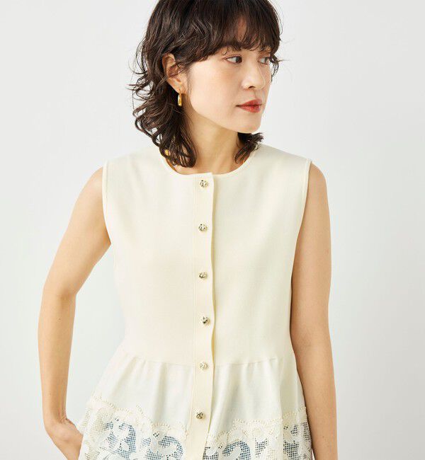 NOLLEY'S「《手洗い可能》レース付きペプラムベスト」|ベスト・ジレ|