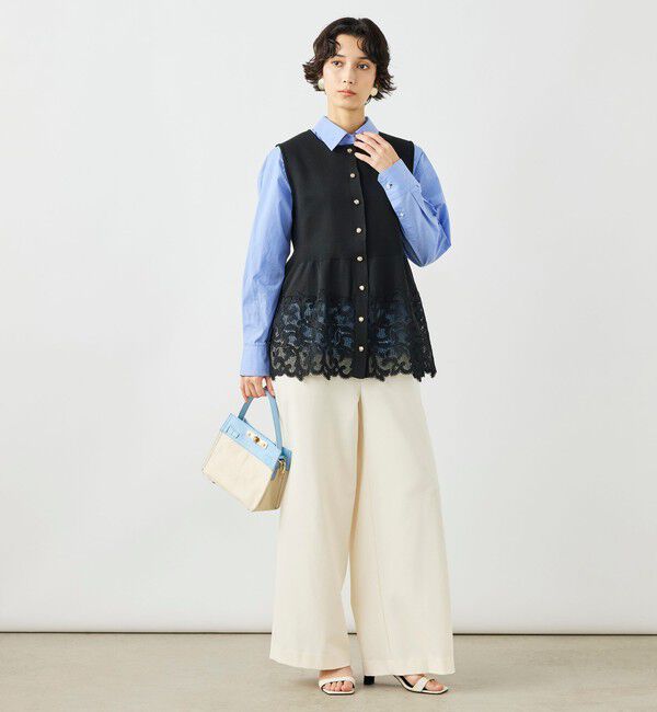 NOLLEY'S「《手洗い可能》レース付きペプラムベスト」|ベスト・ジレ|