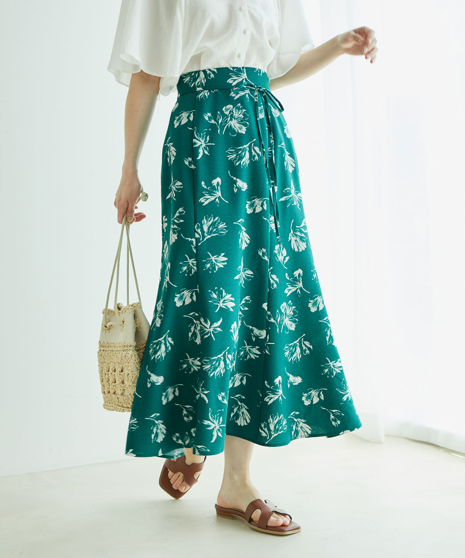 VIS「【一部サイズ公式サイト・直営店舗限定】リネンライクマーメイドスカート【sustainable】」|スカート|ダークグリーン(31)