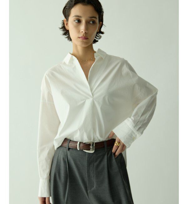 Drawing Numbers「【Drawing Numbers】スキッパーロングスリーブシャツ」|シャツ・ブラウス|ホワイト