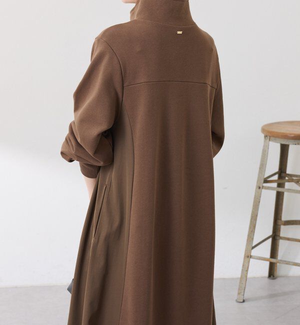  「異素材ドッキングハーフジップワンピース」|ワンピース|
