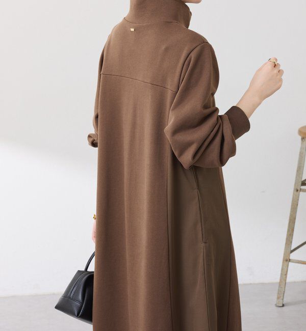  「異素材ドッキングハーフジップワンピース」|ワンピース|