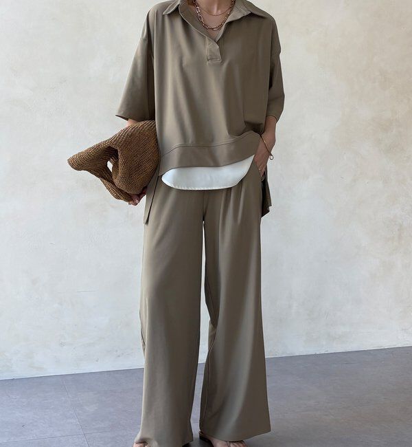  「【WEB限定】6分袖スキッパーシャツ＋ワイドパンツ」|スーツ|