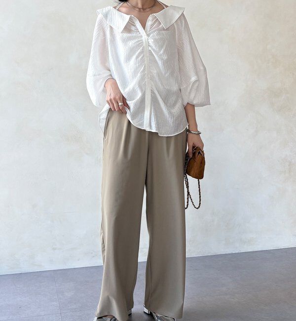  「【WEB限定】6分袖スキッパーシャツ＋ワイドパンツ」|スーツ|
