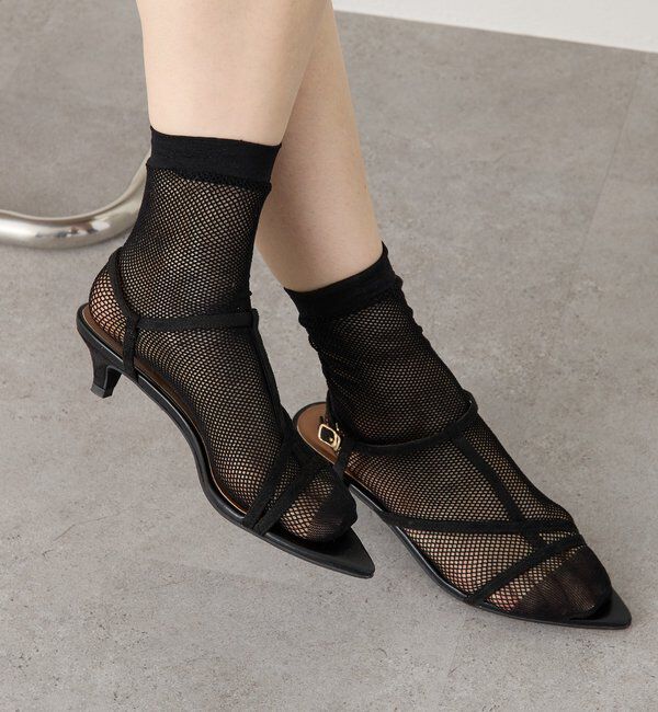  「【抜け感】ミニフィッシュネットソックス」|ソックス|ブラック