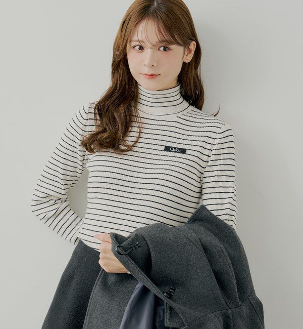  「胸ロゴラメタートルニット」|ニット・セーター|