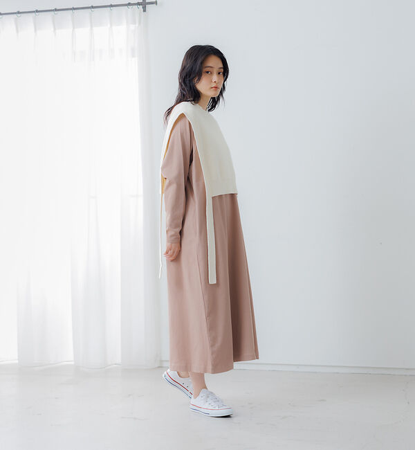 collex「ニットベスト&times;カットワンピース セット」|ワンピース|スモークピンク