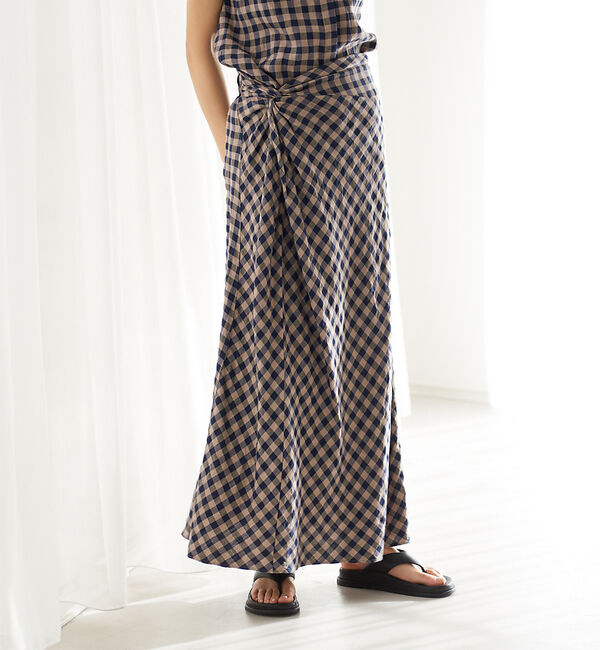 Rouge vif「リネンギンガムスカート」|スカート|ネイビー