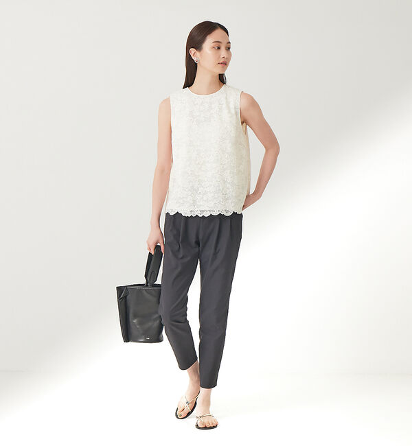 qualite「コットンリネン2WAYストレッチタックパンツ」|その他|