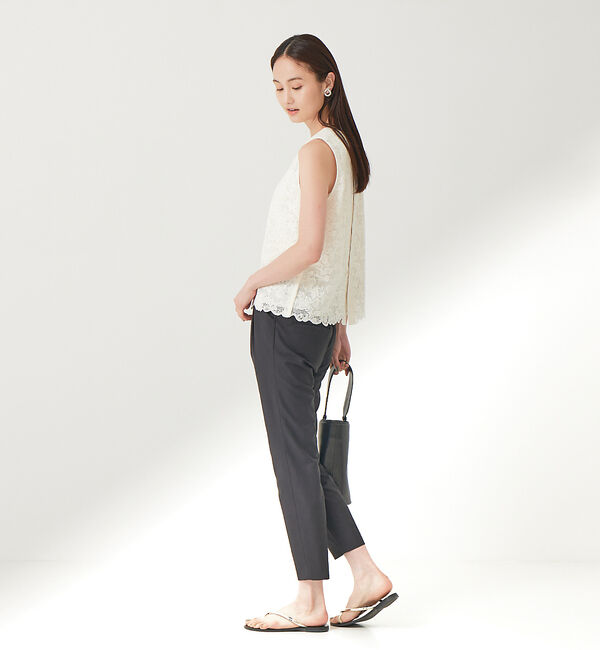 qualite「コットンリネン2WAYストレッチタックパンツ」|その他|