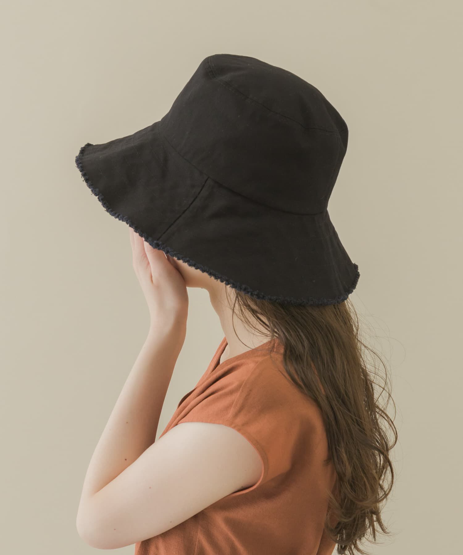 SMELLY「ツイルフリンジバケットハット」|ハット|ブラック