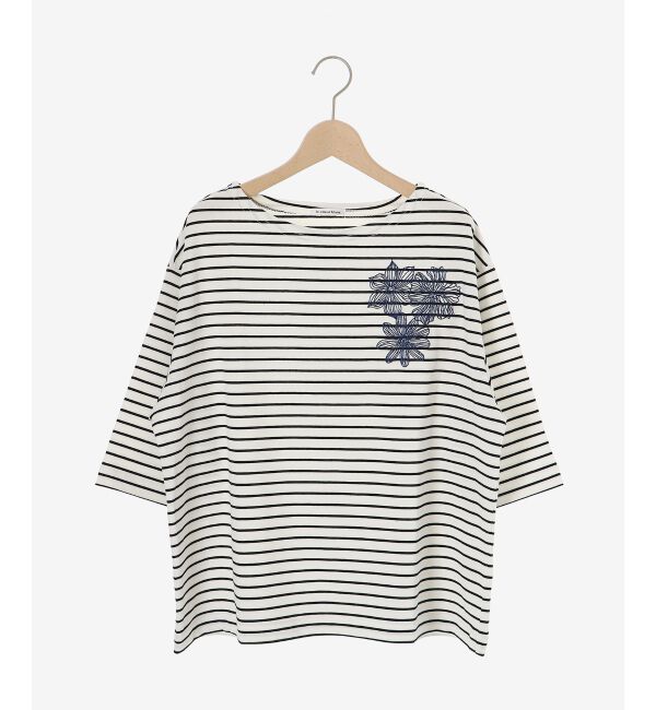 le.coeur blanc「ボーダーモチーフ刺繍カットソー」|Tシャツ・カットソー|