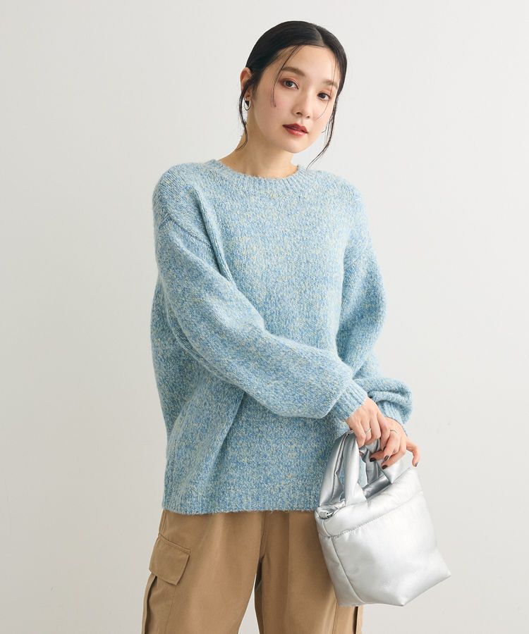 Green Parks「2WAYメランジMIXニットプルオーバー」|ニット・セーター|Sax