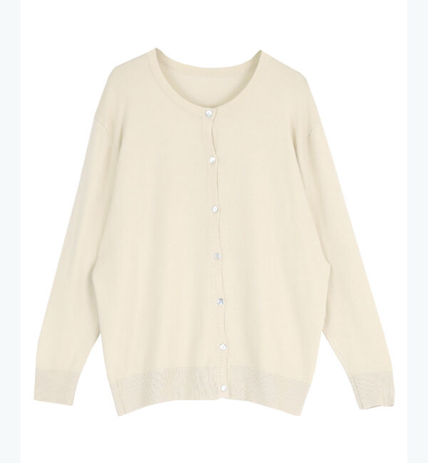 titivate「クルーネックライトニットカーディガン」|カーディガン|ライトベージュ
