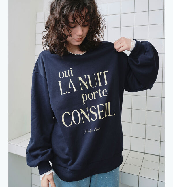 titivate「クルーネックルーズスウェットプルオーバー」|スウェット・ジャージ|ネイビー