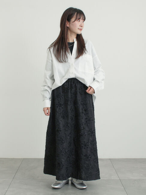 Samansa Mos2「花柄テープ刺繍フレアスカート」|スカート|
