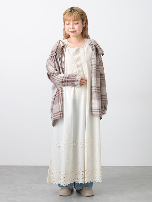 Samansa Mos2「【抗菌防臭】スカラップレースペチワンピース」|ワンピース|ベージュ