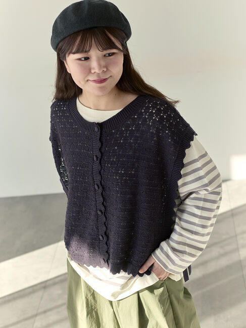 Samansa Mos2「【Cross&times;Staff】前後2WAYニットベスト」|ダウンベスト・ベスト|