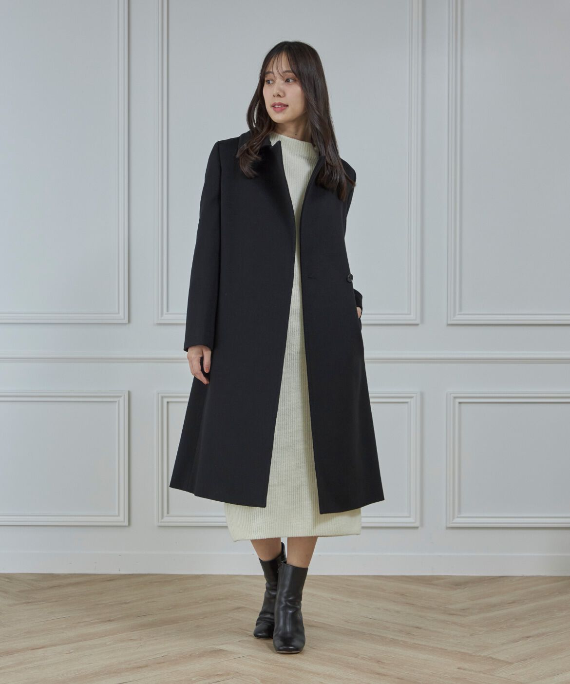 INED「《大きいサイズ》圧縮スムースドッキングニットワンピース」|ワンピース|