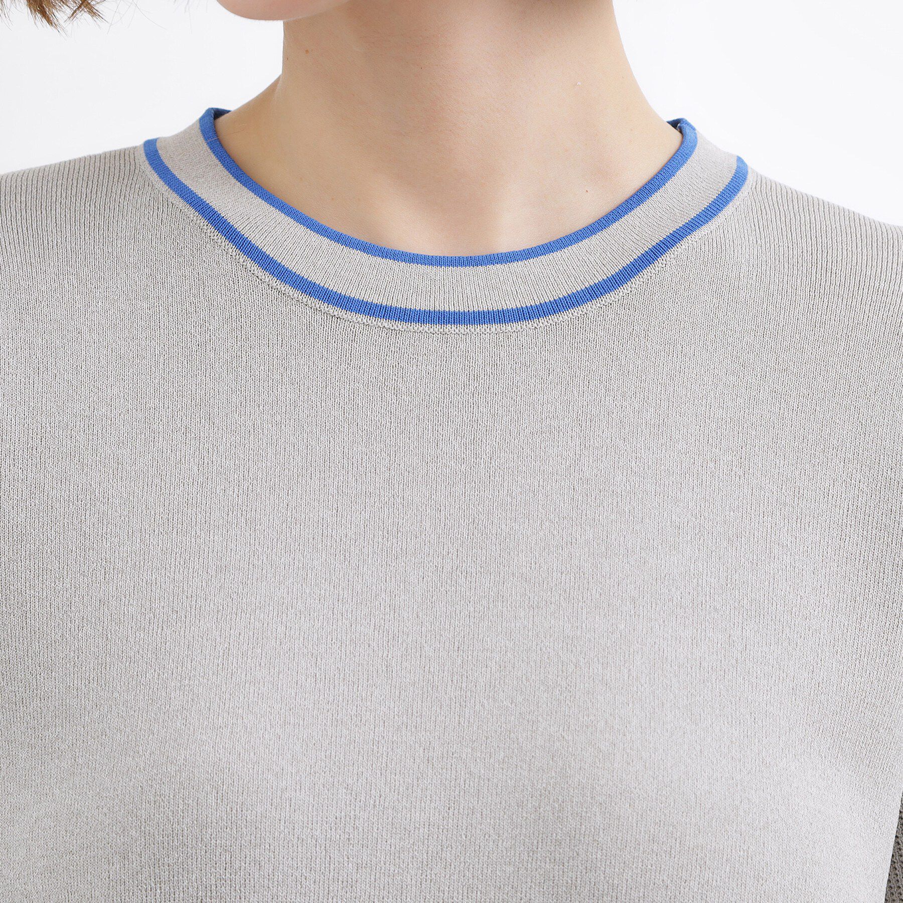 grove「やわらかドライタッチ 袖メッシュ編みニット」|ニット・セーター|