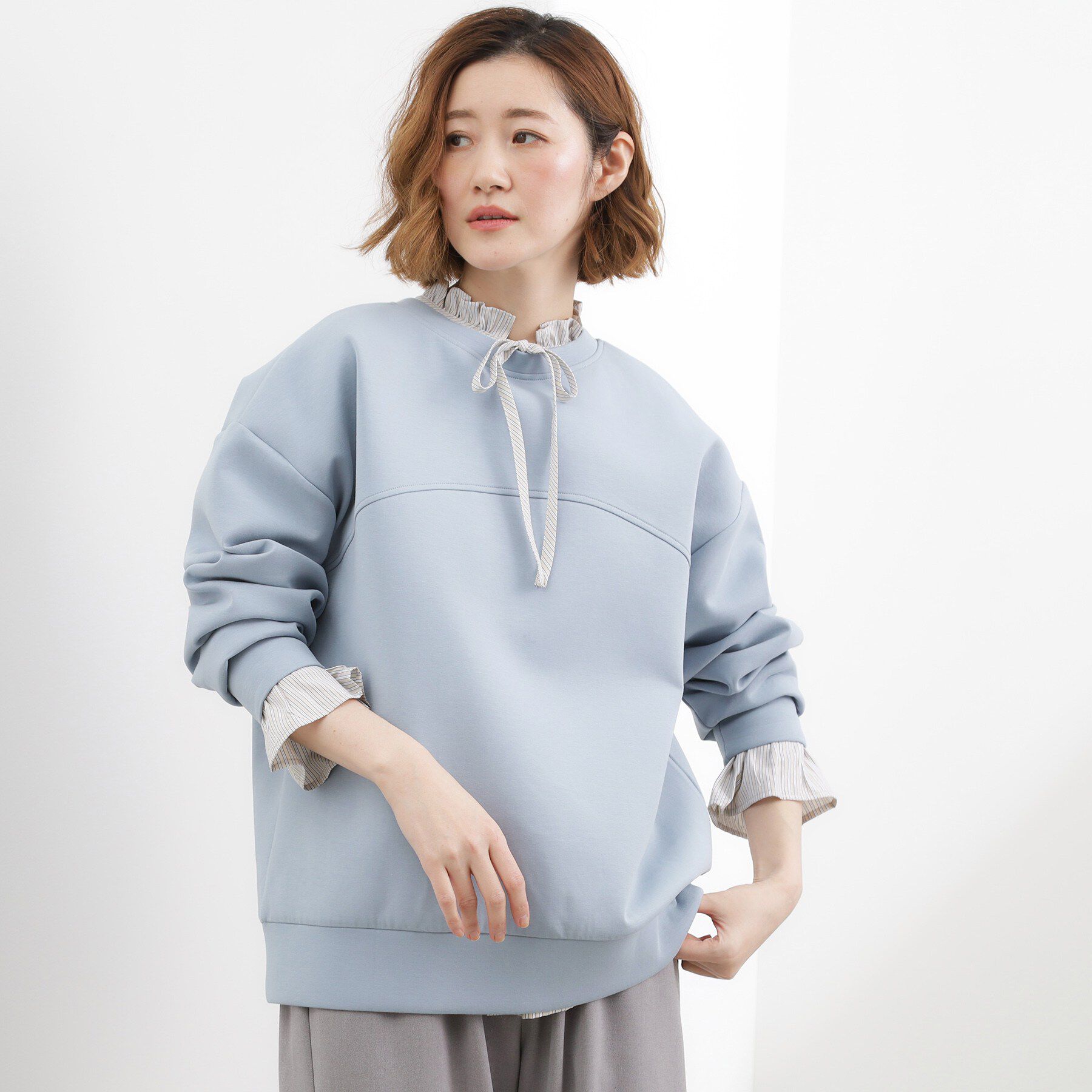 grove「2WAYハーフジップスウェット」|パーカー|ブルー(091)