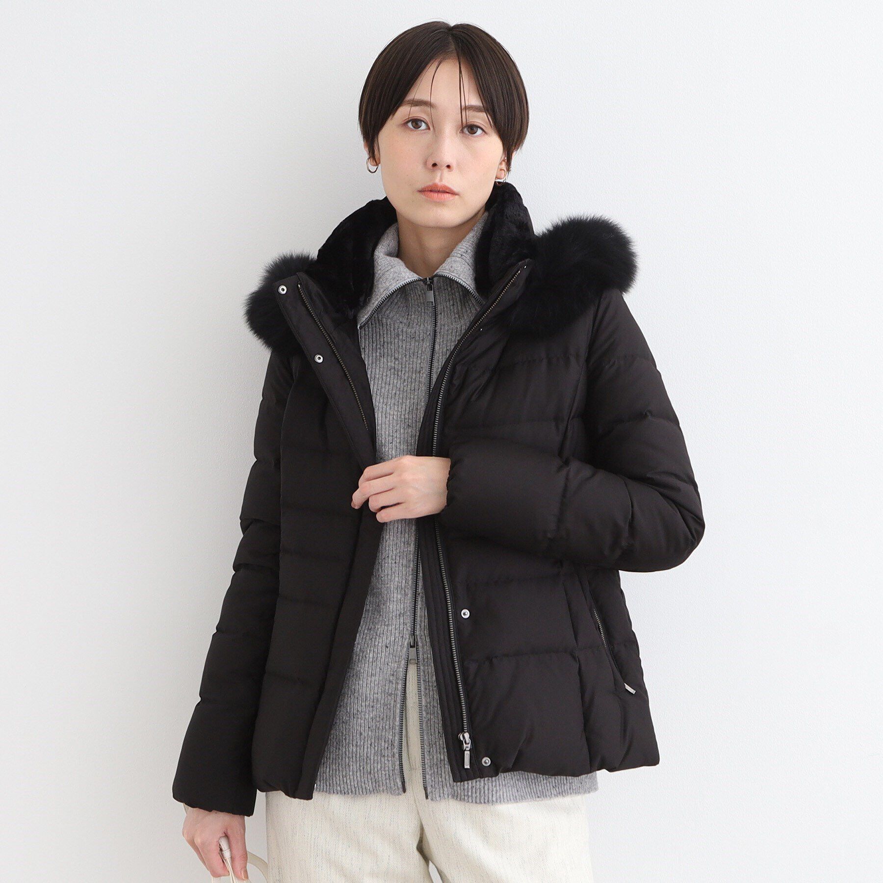 INDIVI「【名品／撥水／抗菌防臭】ショート リサイクルダウンコート」|ダウン|ブラック(019)