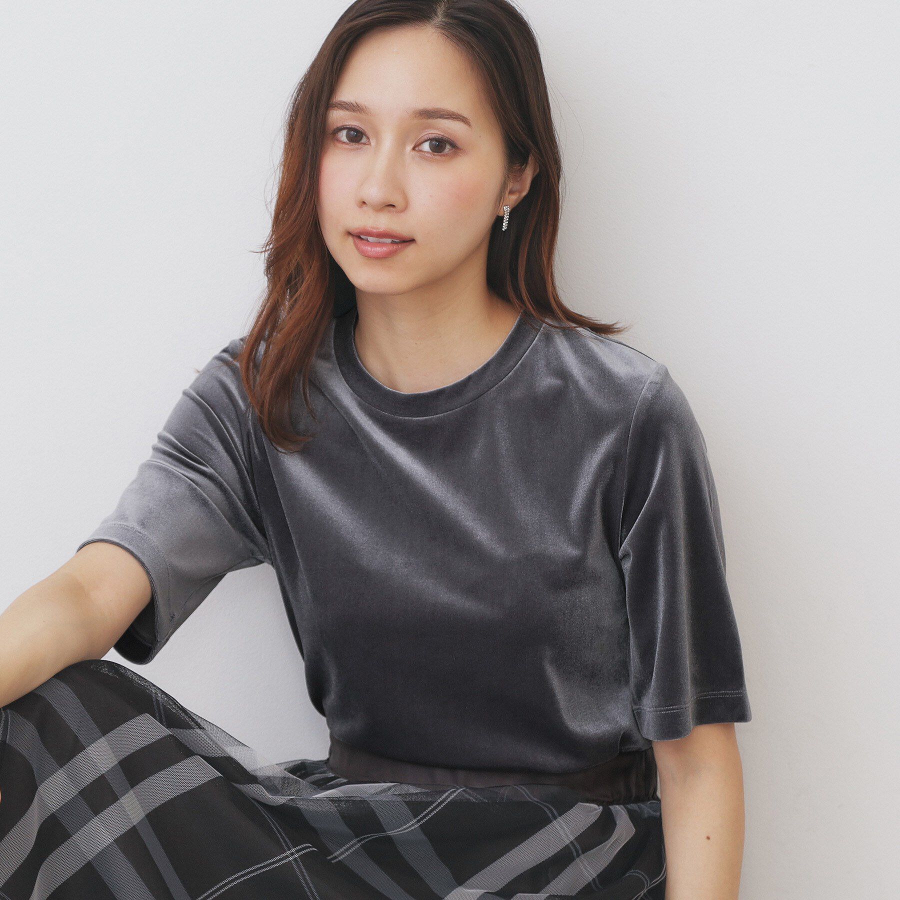 index「《andGIRL掲載》ベロアボクシーTシャツ【洗濯機洗い可】」|Tシャツ・カットソー|