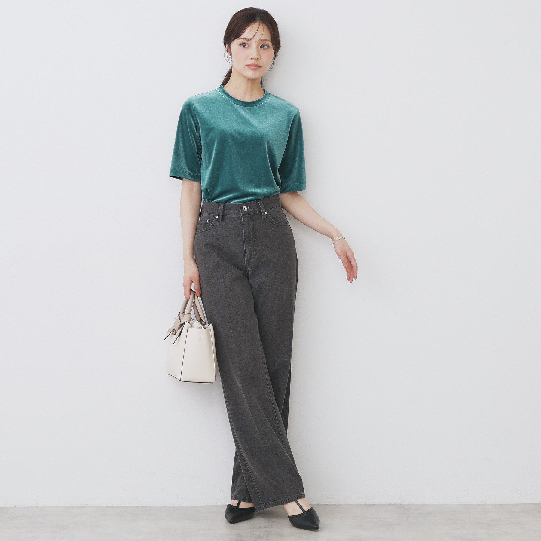 index「《andGIRL掲載》ベロアボクシーTシャツ【洗濯機洗い可】」|Tシャツ・カットソー|