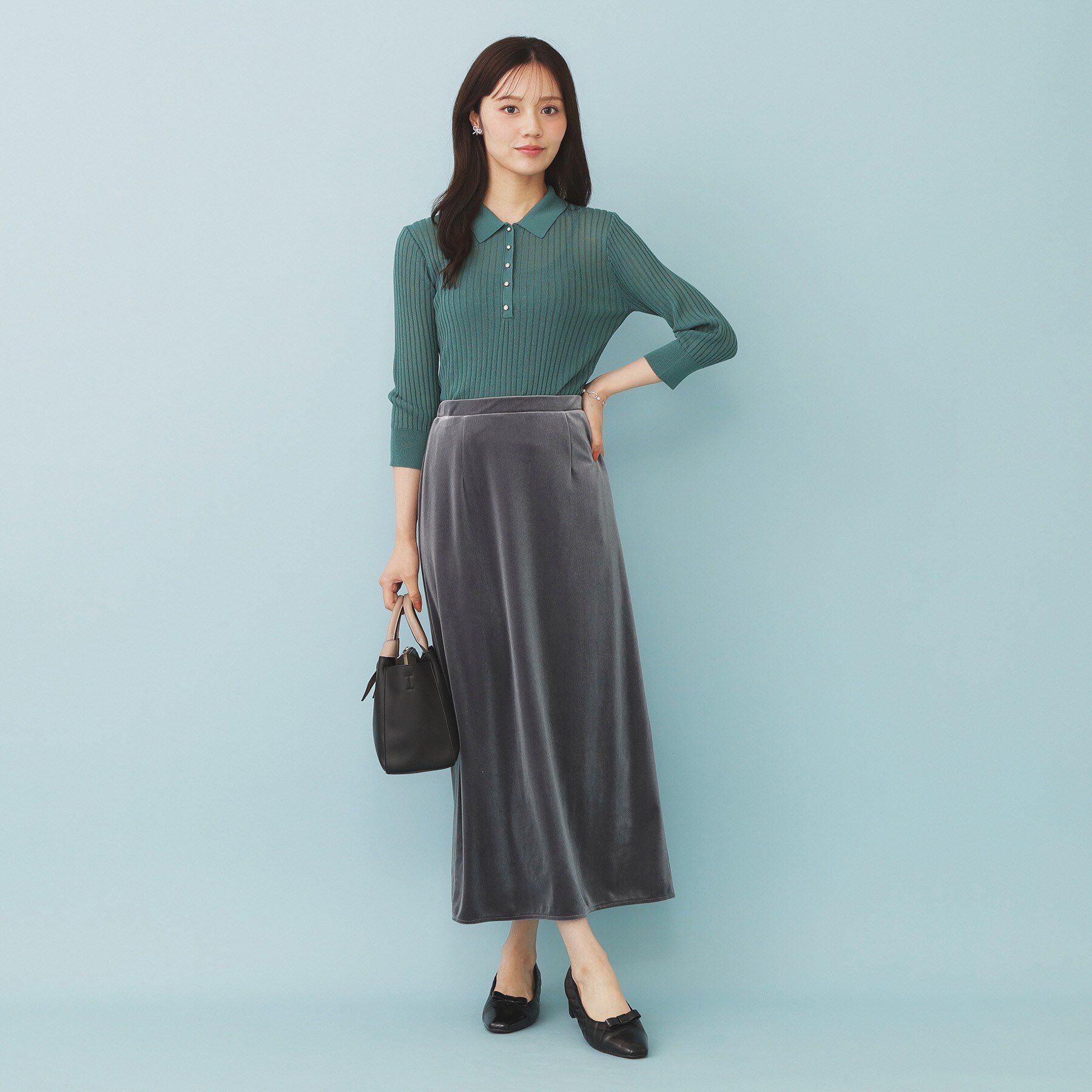 index「ベロアジャージナロースカート【洗濯機洗い可】」|スカート|