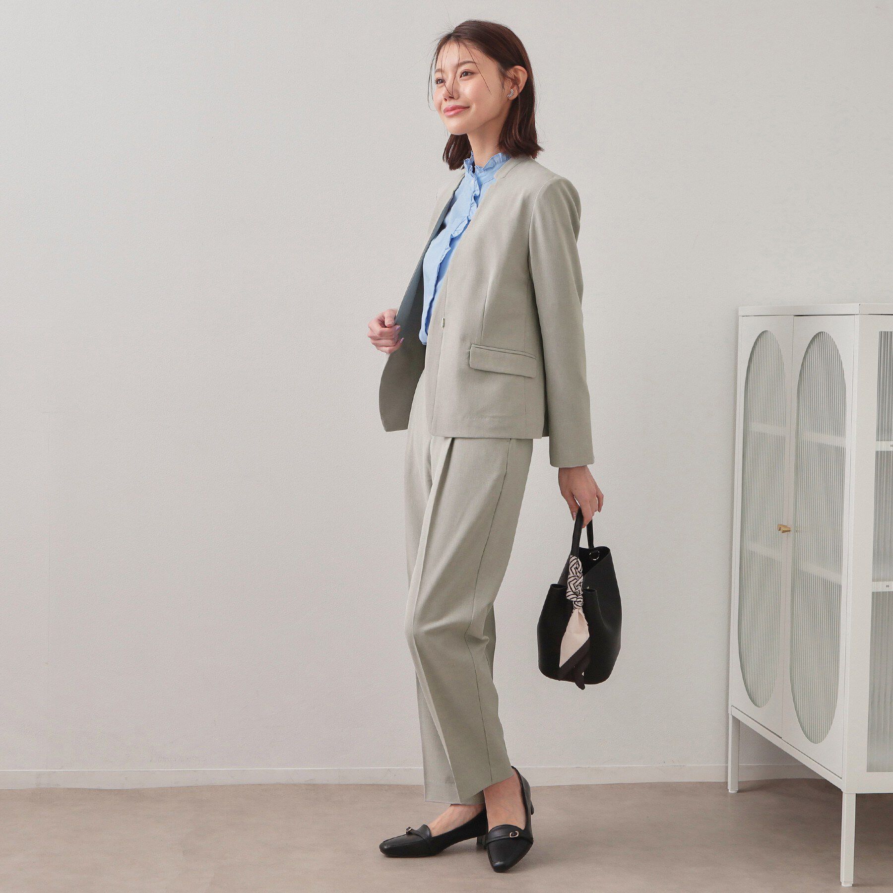 index「セットアップ対応 ノーカラージャケット【ウォッシャブル・接触冷感・吸水速乾・防シワ・ストレッチ】」|ノーカラージャケット|