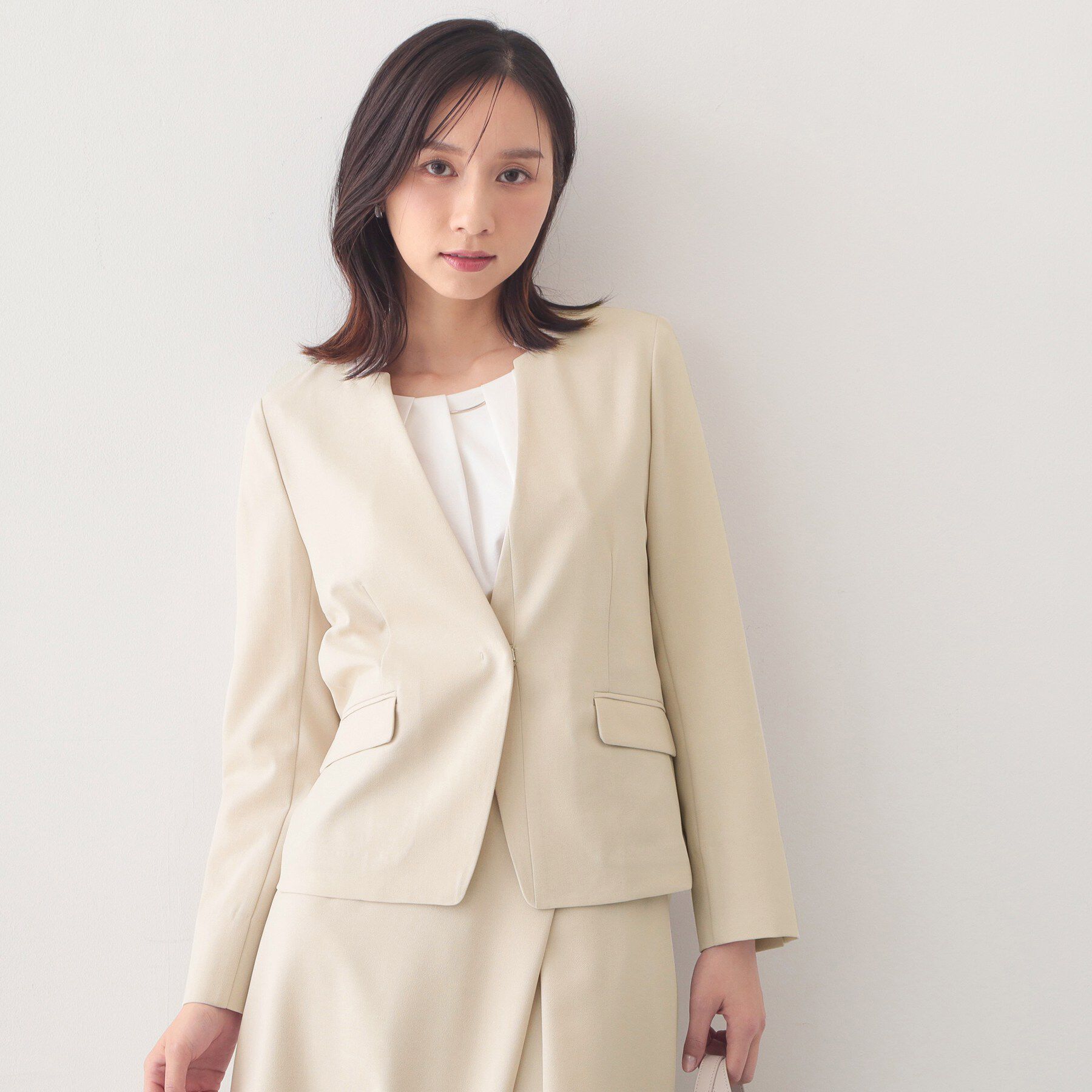 index「セットアップ対応 ノーカラージャケット【ウォッシャブル・接触冷感・吸水速乾・防シワ・ストレッチ】」|ノーカラージャケット|