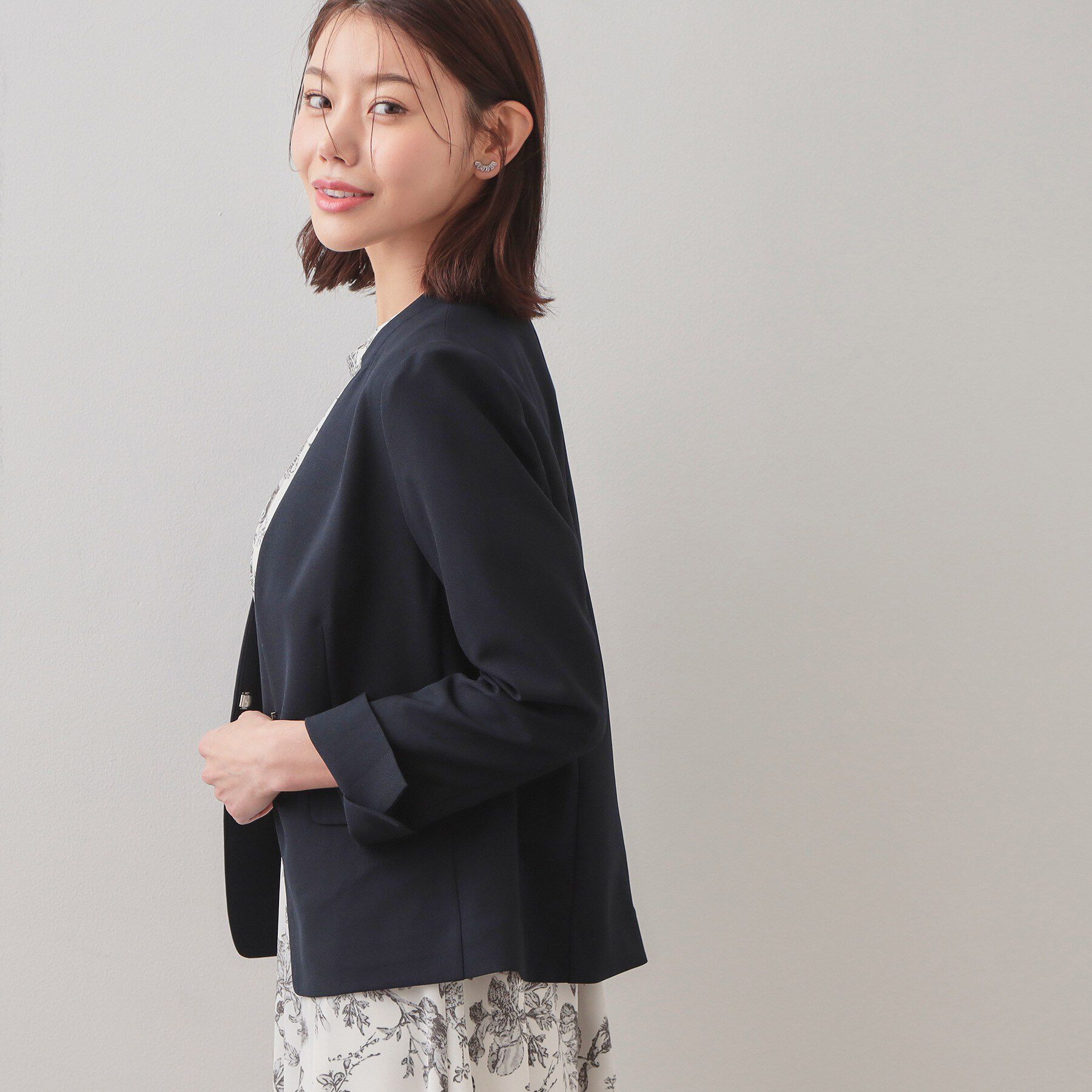 index「セットアップ対応 ノーカラージャケット【ウォッシャブル・接触冷感・吸水速乾・防シワ・ストレッチ】」|ノーカラージャケット|